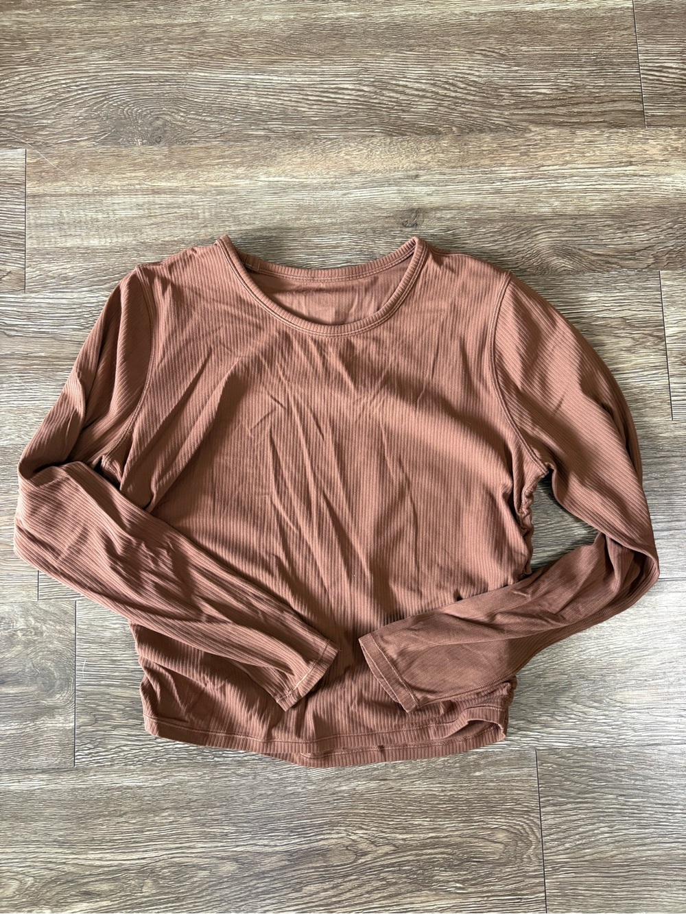lululemon athletica Ribbed Long-Sleeve Crop Top - Rust Brown